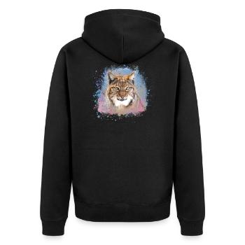 chat sauvage,lynx,rose,graffiti,peinture,chat - Veste à capuche bio Premium Unisexe - noir - Dos - Nico (187cm)