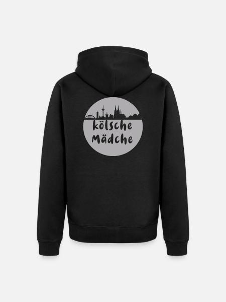Köln, skyline,scherenschnitt,grau,kölsche mädche - Unisex Premium Bio Zip Hoodie - Schwarz