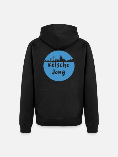Köln, skyline,scherenschnitt,blau,kölsche jong - Unisex Premium Bio Zip Hoodie - Schwarz