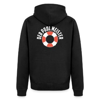 Der Pool Meister Freibad Hallenbad Schwimmbad - Unisex Premium Bio Zip Hoodie - Schwarz - Hinten - Nico (187cm)