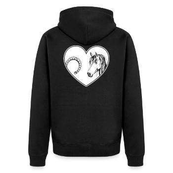 Chevaux avec fer à cheval coeur cavalier amateurs de chevaux - Veste à capuche bio Premium Unisexe - noir - Dos - Nico (187cm)