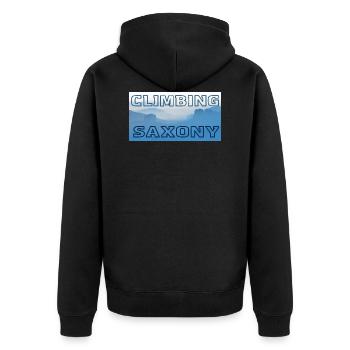 Klettern - Unisex Premium Bio Zip Hoodie - Schwarz - Hinten - Nico (187cm)
