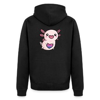 Sweet Axolotl Bi Queer Flag Flag LGBTQ Kawaii - Unisex Premium Organic Zip Hoodie - black - Back - Nico (187cm)