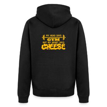 My mind Says Gym My Heart Says Cheese Funny Gym - Veste à capuche bio Premium Unisexe - noir - Dos - Nico (187cm)