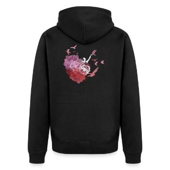 Dancer, painting, woman, ballerina,birds,flowers - Unisex Premium Organic Zip Hoodie - black - Back - Nico (187cm)