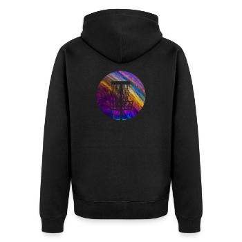 Double Exposure Discgolf Disc Golfing Geschenkidee - Unisex Premium Bio Zip Hoodie - Schwarz - Hinten - Nico (187cm)