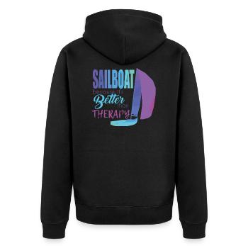 Segelboot - Unisex Premium Bio Zip Hoodie - Schwarz - Hinten - Nico (187cm)
