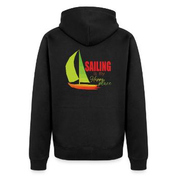 Segelboote - Unisex Premium Bio Zip Hoodie - Schwarz - Hinten - Nico (187cm)