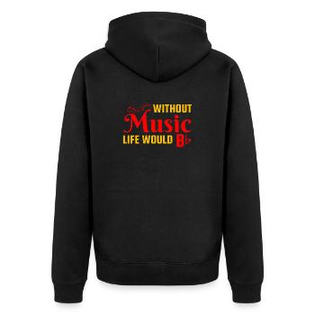 Without Music Life Would Be Flat Geschenkidee - Unisex Premium Bio Zip Hoodie - Schwarz - Hinten - Nico (187cm)