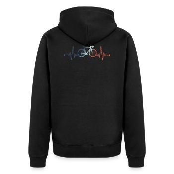 Herzschlag Fahrrad - Unisex Premium Bio Zip Hoodie - Schwarz - Hinten - Nico (187cm)