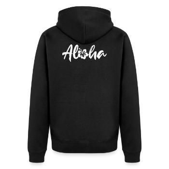 Aloha Hibiscus Flower - Unisex Premium Bio Zip Hoodie - Schwarz - Hinten - Nico (187cm)
