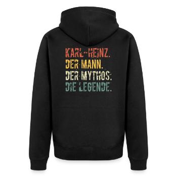 Name Karl Heinz Der Mann Der Mythos Die Legende - Unisex Premium Bio Zip Hoodie - Schwarz - Hinten - Nico (187cm)
