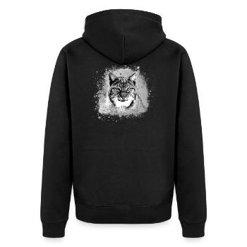 chat sauvage,lynx,gris,graffiti,peinture,chat - Veste à capuche bio Premium Unisexe - noir - Dos - Nico (187cm)