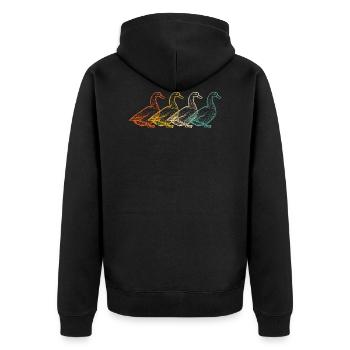 Enten Liebhaber vintage Retro - Unisex Premium Bio Zip Hoodie - Schwarz - Hinten - Nico (187cm)