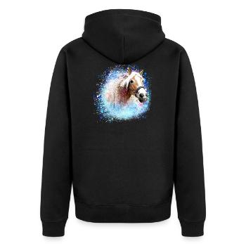cheval,haflinger, graffiti, peinture,bleu, chevaux, - Veste à capuche bio Premium Unisexe - noir - Dos - Nico (187cm)