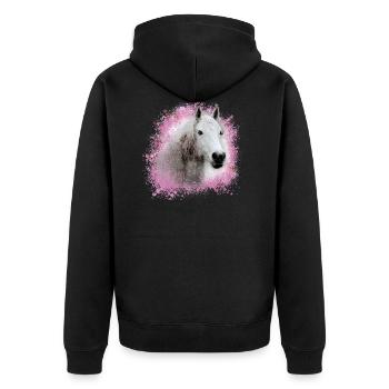 horse,mold,graffiti,painting,white horse, - Unisex Premium Organic Zip Hoodie - black - Back - Nico (187cm)