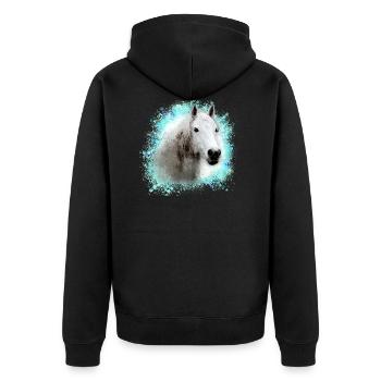 horse,mold,graffiti,painting,white horse, - Unisex Premium Organic Zip Hoodie - black - Back - Nico (187cm)