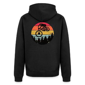 Rétro Downhill Mountainbiker Motif vintage - Veste à capuche bio Premium Unisexe - noir - Dos - Nico (187cm)
