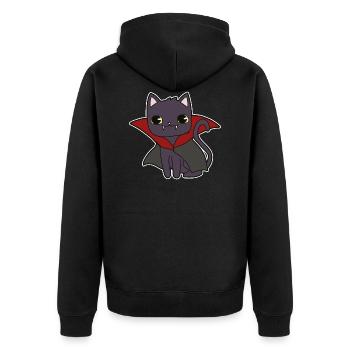 Cat Vampire - Unisex Premium Organic Zip Hoodie - black - Back - Nico (187cm)