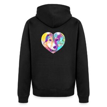 Hund - Unisex Premium Bio Zip Hoodie - Schwarz - Hinten - Nico (187cm)
