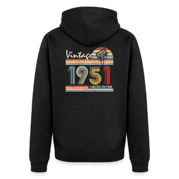 Alles Gute zum 70. Geburtstag Vintage 1951 70 Jahre alt - Unisex Premium Bio Zip Hoodie - Schwarz - Hinten - Nico (187cm)