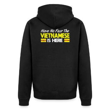Vietnam Viet Here No Fear Flag I Gift - Unisex Premium Organic Zip Hoodie - black - Back - Nico (187cm)