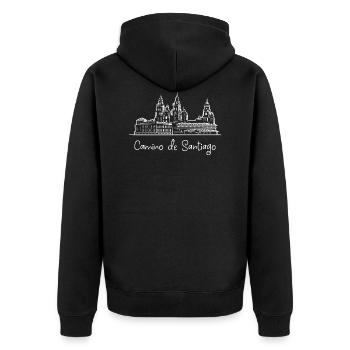 Camino de Santiago - Unisex Premium Bio Zip Hoodie - Schwarz - Hinten - Nico (187cm)