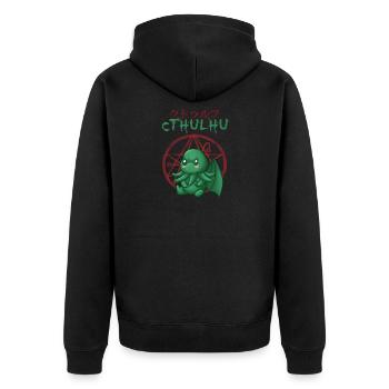 Der große Cthulhu - Unisex Premium Bio Zip Hoodie - Schwarz - Hinten - Nico (187cm)
