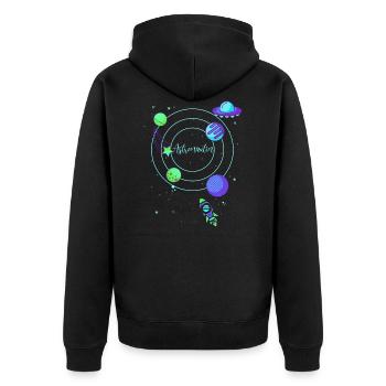 Astronaute, Espace, Planète, Étoile, Lune, Soleil - Veste à capuche bio Premium Unisexe - noir - Dos - Nico (187cm)