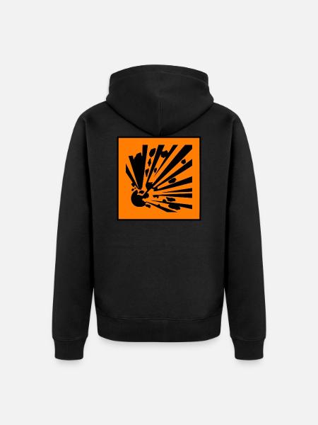 Explosief Waarschuwing, Explosive Warning - Unisex Premium Organic Zip Hoodie - black