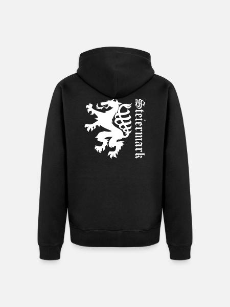 Löwe Silhouette Geschenk Steiermark - Unisex Premium Bio Zip Hoodie - Schwarz