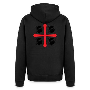 Cross Silhouette Gift Sardinia Sardegna - Unisex Premium Organic Zip Hoodie - black - Back - Nico (187cm)