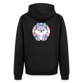 Cute Wolf Dog Trans Flag Flag LGBTQ Moon - Unisex Premium Organic Zip Hoodie - black - Back - Nico (187cm)