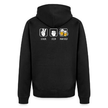  Trinker Säufer Saufen - Unisex Premium Bio Zip Hoodie - Schwarz - Hinten - Nico (187cm)