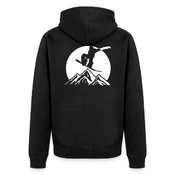 Snowboard Snowboarder - Unisex Premium Bio Zip Hoodie - Schwarz - Hinten - Nico (187cm)