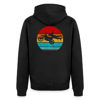Motorrad - Unisex Premium Bio Zip Hoodie - Schwarz - Hinten - Nico (187cm)