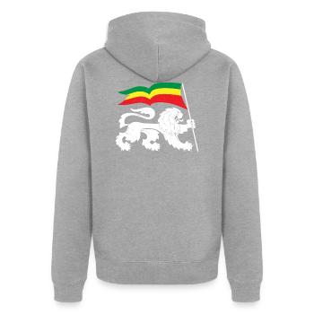 Drapeau Reggaeton Rasta Reggae Lion - Veste à capuche bio Premium Unisexe - gris chiné - Dos - Nico (187cm)