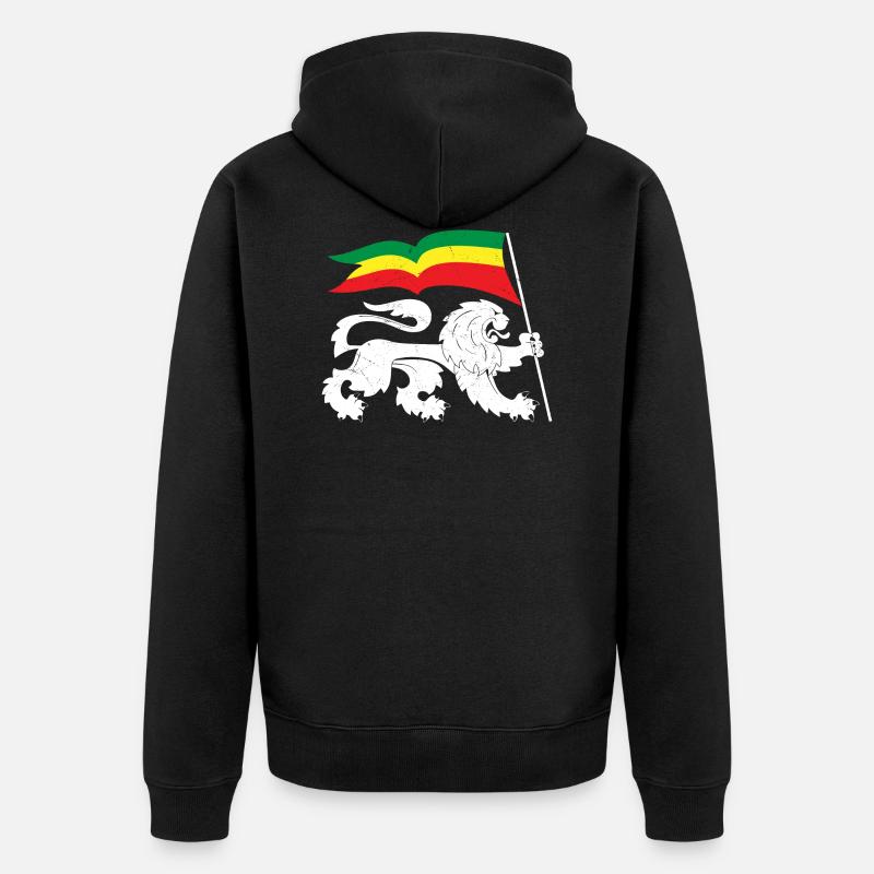 Drapeau Reggaeton Rasta Reggae Lion - Veste à capuche bio Premium Unisexe - noir