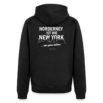 Norderney - Unisex Premium Bio Zip Hoodie - Schwarz - Hinten - Nico (187cm)