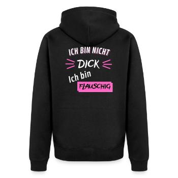 Ich bin nicht Dick ich bin flauschig Lustig - Unisex Premium Bio Zip Hoodie - Schwarz - Hinten - Nico (187cm)