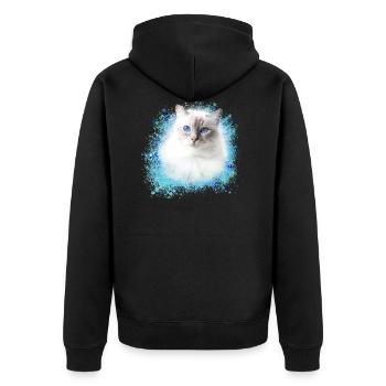 chat persan, chat siamois, chat, chat bleu, graffiti - Veste à capuche bio Premium Unisexe - noir - Dos - Nico (187cm)