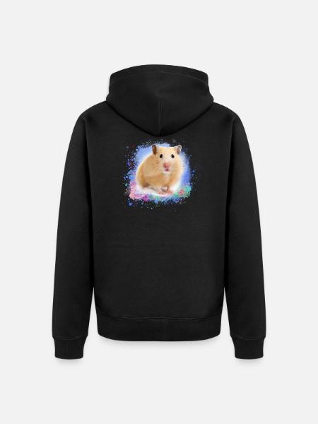 hamster, graffiti,painting,green,blue - Unisex Premium Organic Zip Hoodie - black