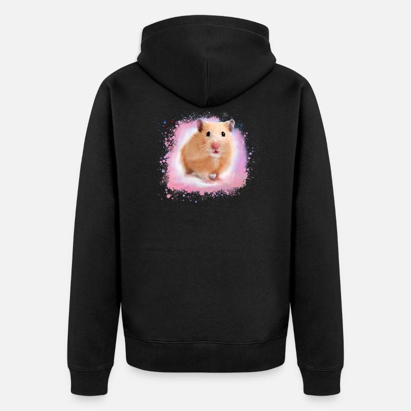 hamster, graffiti, peinture, rose - Veste à capuche bio Premium Unisexe - noir