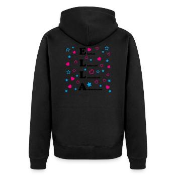 Ella - Unisex Premium Bio Zip Hoodie - Schwarz - Hinten - Nico (187cm)