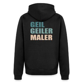 Maler Beruf Handwerk - Unisex Premium Bio Zip Hoodie - Schwarz - Hinten - Nico (187cm)
