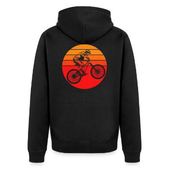 MTB - Vintage Mountain Bike MTB Bike Fahrer Gesche - Unisex Premium Bio Zip Hoodie - Schwarz - Hinten - Nico (187cm)