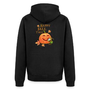 Happy Herbst Kürbis und fröhlicher Grashüpfer - Unisex Premium Bio Zip Hoodie - Schwarz - Hinten - Nico (187cm)