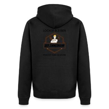 Zimmermann geschenk - Unisex Premium Bio Zip Hoodie - Schwarz - Hinten - Nico (187cm)