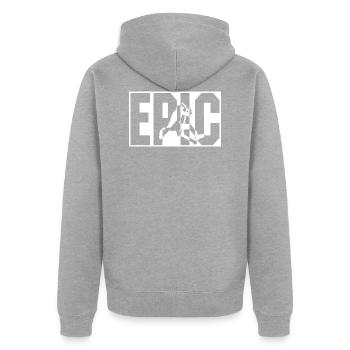 Epic Scooter Sport Hobby Roller Geschenk - Unisex Premium Bio Zip Hoodie - Grau meliert - Hinten - Nico (187cm)