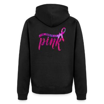 Breast cancer - Unisex Premium Organic Zip Hoodie - black - Back - Nico (187cm)